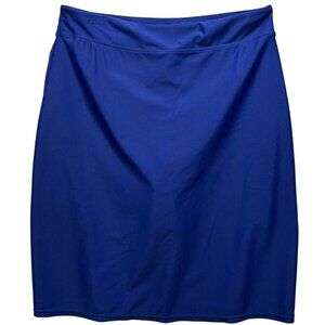 Inherit Women's Classic A-Line Swim Skirt Flat Front Stretch Size M Blue Solid